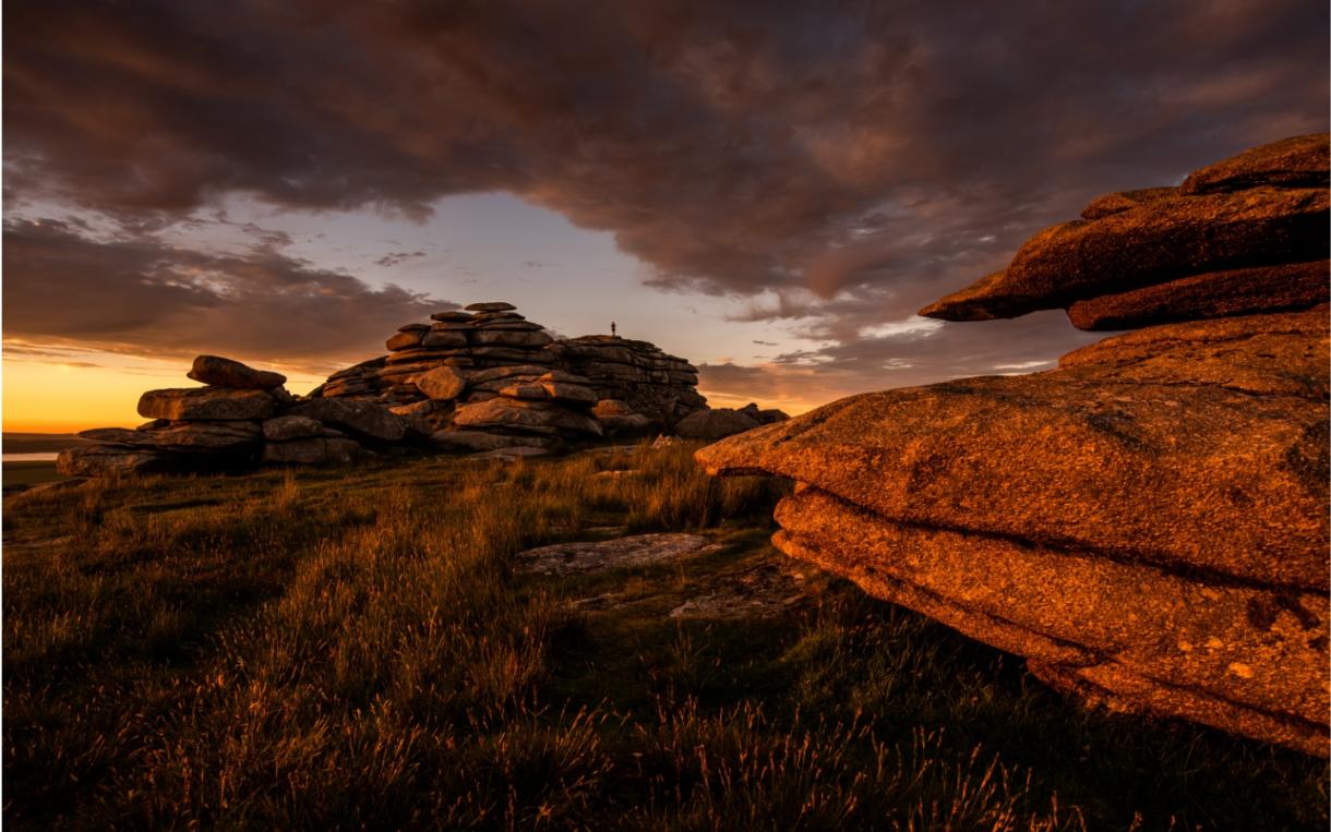 Cornwall geology sunset light at Rough Tor