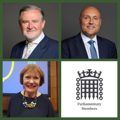 A grid showing photos of Barry Gardiner MP, Andrew Griffith MP and Baroness Bakewell