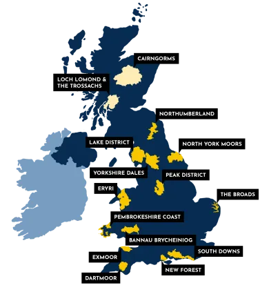 A map of the UK National Parks