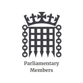 Portculis logo in grey, with text that reads, "Parliamentary Members" underneah. Text is dark grey on a white background.